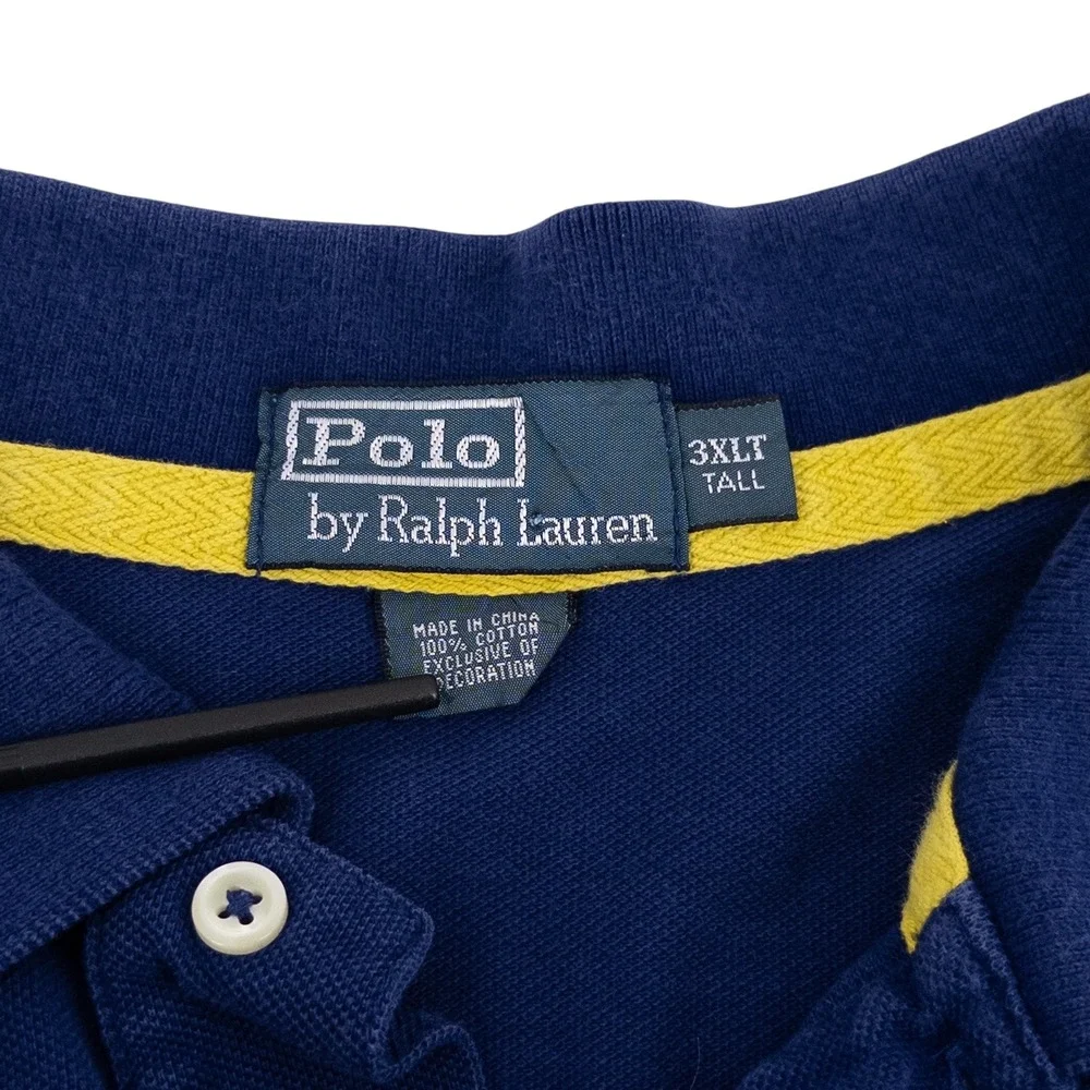 Ralph Lauren Polo Club Navy Blue 1988 Scribble Logo RLPC Vintage Polo Shirt 3XLT